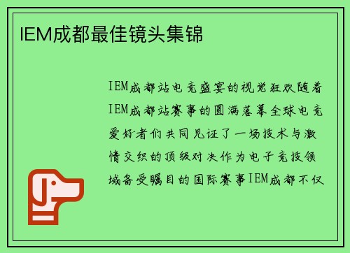 IEM成都最佳镜头集锦